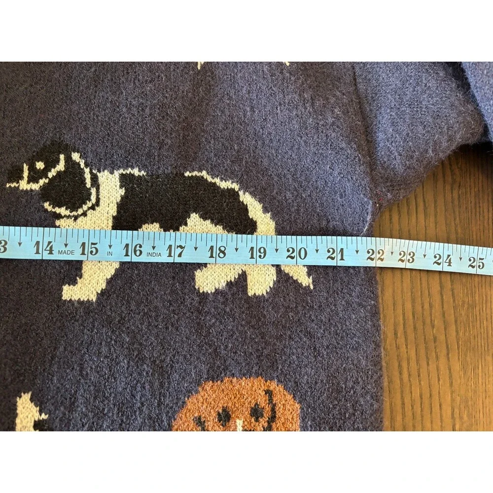 &merci Navy Dog Print Cardigan Sweater Button Front Novelty Knit NWT - Picture 5 of 5